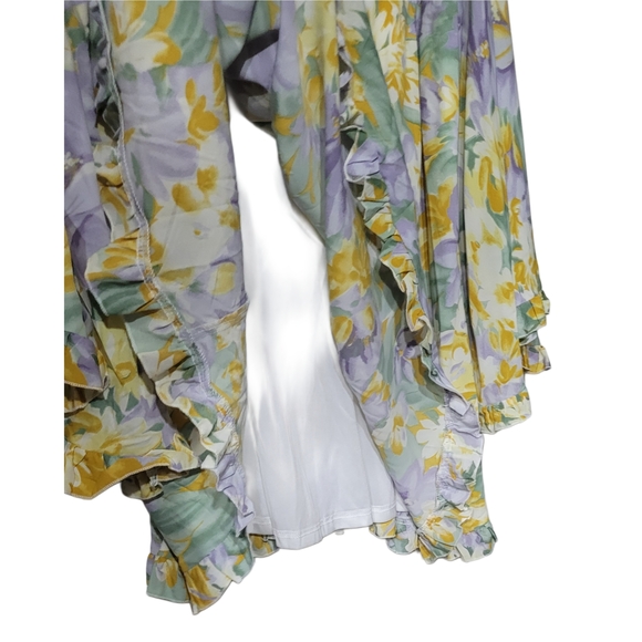 Boohoo Floral Long Sleeve Dress Bell Sleeves Size 22 - Picture 4 of 8